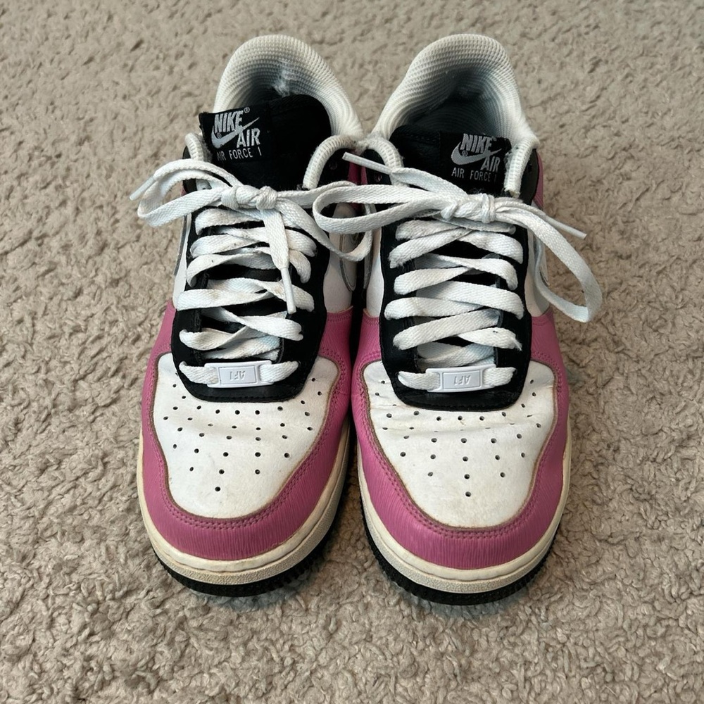 Nike Air Force 1 Black, Pink, and White Sneakers